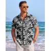 COOFANDY Mens Casual Shirts Short Sleeve Button Down Shirts Fashion Textured Summer Beach Shirt(Black&white Floral)