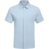 COOFANDY Mens Casual Shirts Short Sleeve Button Down Shirts Fashion Textured Summer Beach Shirt(Light Blue)