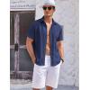 COOFANDY Mens Casual Shirts Short Sleeve Button Down Shirts Fashion Textured Summer Beach Shirt(Navy Blue)