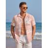 COOFANDY Mens Casual Shirts Short Sleeve Button Down Shirts Fashion Textured Summer Beach Shirt(Pink White Floral)