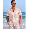 COOFANDY Mens Casual Shirts Short Sleeve Button Down Shirts Fashion Textured Summer Beach Shirt(Pink White Floral)