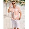 COOFANDY Mens Casual Shirts Short Sleeve Button Down Shirts Fashion Textured Summer Beach Shirt(Pink White Floral)