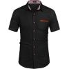COOFANDY Men’s Casual Short Sleeve Button Down Dress Shirt Plaid Collar Denim Work Shirts(A – Black – No Pocket)