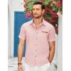 COOFANDY Men’s Casual Short Sleeve Button Down Dress Shirt Plaid Collar Denim Work Shirts(A – Pink – No Pocket)