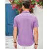 COOFANDY Men’s Casual Short Sleeve Button Down Dress Shirt Plaid Collar Denim Work Shirts(A – Purple – No Pocket)