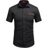 COOFANDY Men’s Casual Short Sleeve Button Down Dress Shirt Plaid Collar Denim Work Shirts(B – Black – No Pocket)