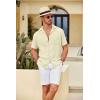 COOFANDY Mens Casual Short Sleeve Button Down Shirts Cuban Linen Textured Shirt Summer Beach Wear(Beige)