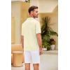 COOFANDY Mens Casual Short Sleeve Button Down Shirts Cuban Linen Textured Shirt Summer Beach Wear(Beige)