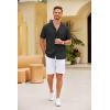 COOFANDY Mens Casual Short Sleeve Button Down Shirts Cuban Linen Textured Shirt Summer Beach Wear(Black)
