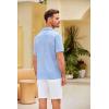COOFANDY Mens Casual Short Sleeve Button Down Shirts Cuban Linen Textured Shirt Summer Beach Wear(Clear Blue)