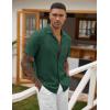 COOFANDY Mens Casual Short Sleeve Button Down Shirts Cuban Linen Textured Shirt Summer Beach Wear(Green)