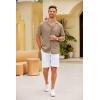 COOFANDY Mens Casual Short Sleeve Button Down Shirts Cuban Linen Textured Shirt Summer Beach Wear(Khaki)
