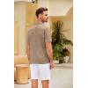 COOFANDY Mens Casual Short Sleeve Button Down Shirts Cuban Linen Textured Shirt Summer Beach Wear(Khaki)