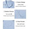 COOFANDY Mens Casual Short Sleeve Button Down Shirts Cuban Linen Textured Shirt Summer Beach Wear(Light Blue)
