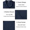 COOFANDY Mens Casual Short Sleeve Button Down Shirts Cuban Linen Textured Shirt Summer Beach Wear(Navy Blue)