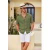 COOFANDY Mens Casual Short Sleeve Button Down Shirts Cuban Linen Textured Shirt Summer Beach Wear(Olive Green)
