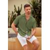 COOFANDY Mens Casual Short Sleeve Button Down Shirts Cuban Linen Textured Shirt Summer Beach Wear(Olive Green)