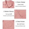 COOFANDY Mens Casual Short Sleeve Button Down Shirts Cuban Linen Textured Shirt Summer Beach Wear(Pink)