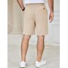 COOFANDY Men’s Casual Shorts Cotton Elastic Waist Drawstring Shorts Lightweight Summer Beach Shorts(Beige)