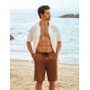 COOFANDY Men’s Casual Shorts Cotton Elastic Waist Drawstring Shorts Lightweight Summer Beach Shorts(Brown-2)