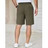 COOFANDY Men’s Casual Shorts Cotton Elastic Waist Drawstring Shorts Lightweight Summer Beach Shorts(Dark Green)