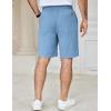 COOFANDY Men’s Casual Shorts Cotton Elastic Waist Drawstring Shorts Lightweight Summer Beach Shorts(Light Blue)