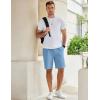 COOFANDY Men’s Casual Shorts Cotton Elastic Waist Drawstring Shorts Lightweight Summer Beach Shorts(Light Blue)