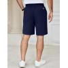 COOFANDY Men’s Casual Shorts Cotton Elastic Waist Drawstring Shorts Lightweight Summer Beach Shorts(Navy Blue)