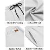 COOFANDY Men’s Casual Shorts Cotton Elastic Waist Drawstring Shorts Lightweight Summer Beach Shorts(White)
