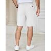 COOFANDY Men’s Casual Shorts Cotton Elastic Waist Drawstring Shorts Lightweight Summer Beach Shorts(White)