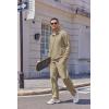 COOFANDY Men’s Casual Sweatsuit 2 Piece Athletic Full Zip Tracksuit Jacquard Jogging Set Fashion Jackets And Pants Outfit(Khaki)