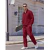 COOFANDY Men’s Casual Sweatsuit 2 Piece Athletic Full Zip Tracksuit Jacquard Jogging Set Fashion Jackets And Pants Outfit(Red)
