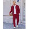 COOFANDY Men’s Casual Sweatsuit 2 Piece Athletic Full Zip Tracksuit Jacquard Jogging Set Fashion Jackets And Pants Outfit(Red)