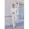 COOFANDY Men’s Casual Sweatsuit 2 Piece Athletic Full Zip Tracksuit Jacquard Jogging Set Fashion Jackets And Pants Outfit(White)