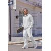 COOFANDY Men’s Casual Sweatsuit 2 Piece Athletic Full Zip Tracksuit Jacquard Jogging Set Fashion Jackets And Pants Outfit(White)