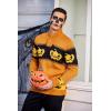 COOFANDY Men’s Christmas Sweater Ugly Knitted Xmas Sweaters Casual Snowflake Pullover Knitwear(Pumpkin)