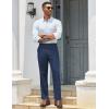 COOFANDY Mens Classic Casual Dress Pants Expandable Waist Suit Pant Slim Fit Flat Front Slacks(Blue)