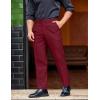 COOFANDY Mens Classic Casual Dress Pants Expandable Waist Suit Pant Slim Fit Flat Front Slacks(Dark Red)