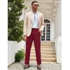 COOFANDY Mens Classic Casual Dress Pants Expandable Waist Suit Pant Slim Fit Flat Front Slacks(Dark Red)