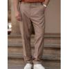 COOFANDY Mens Classic Casual Dress Pants Expandable Waist Suit Pant Slim Fit Flat Front Slacks(Khaki)