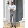 COOFANDY Mens Classic Casual Dress Pants Expandable Waist Suit Pant Slim Fit Flat Front Slacks(Moon Grey)
