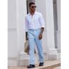 COOFANDY Men’s Classic Fit Dress Pants Flat Front Straight Casual Pant Expandable Waist Suit Pant(Light Blue)