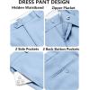 COOFANDY Men’s Classic Fit Dress Pants Flat Front Straight Casual Pant Expandable Waist Suit Pant(Light Blue)