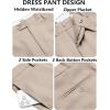 COOFANDY Men’s Classic Fit Dress Pants Flat Front Straight Casual Pant Expandable Waist Suit Pant(Light Khaki)