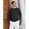 COOFANDY Mens Crew Neck Sweaters Long Sleeve Lightweight Knit Dress Pullover Sweaters(Black)