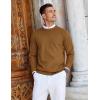 COOFANDY Mens Crew Neck Sweaters Long Sleeve Lightweight Knit Dress Pullover Sweaters(Brown)