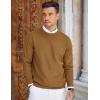 COOFANDY Mens Crew Neck Sweaters Long Sleeve Lightweight Knit Dress Pullover Sweaters(Brown)