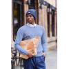 COOFANDY Mens Crew Neck Sweaters Long Sleeve Lightweight Knit Dress Pullover Sweaters(Clear Blue)