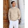 COOFANDY Mens Crew Neck Sweaters Long Sleeve Lightweight Knit Dress Pullover Sweaters(Khaki)
