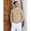 COOFANDY Mens Crew Neck Sweaters Long Sleeve Lightweight Knit Dress Pullover Sweaters(Light Camel)